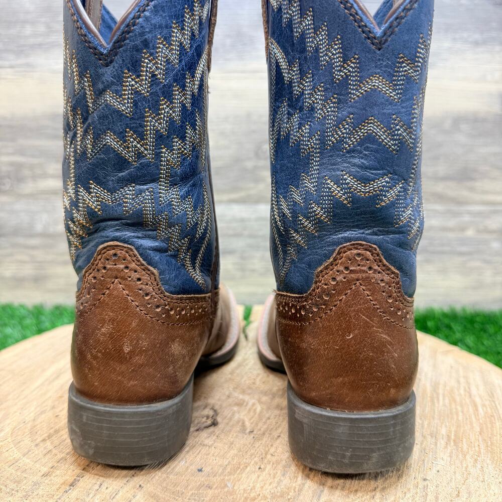 Ariat Youth - Size 10.5 - Brown / Blue Square Toe  Cowboy Boots 10021591 - Picture 6 of 10